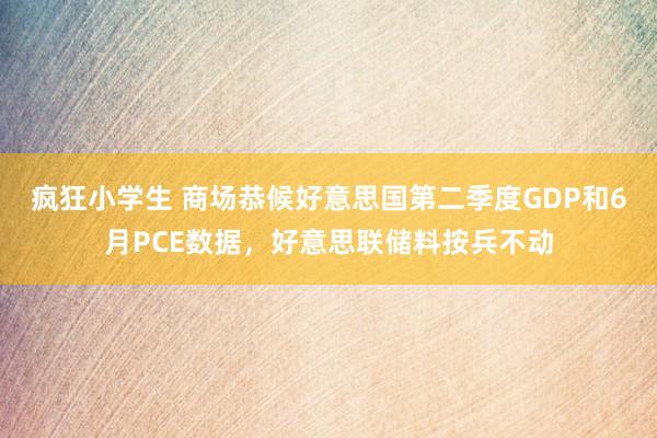疯狂小学生 商场恭候好意思国第二季度GDP和6月PCE数据，好意思联储料按兵不动