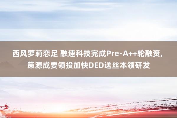 西风萝莉恋足 融速科技完成Pre-A++轮融资， 策源成要领投加快DED送丝本领研发